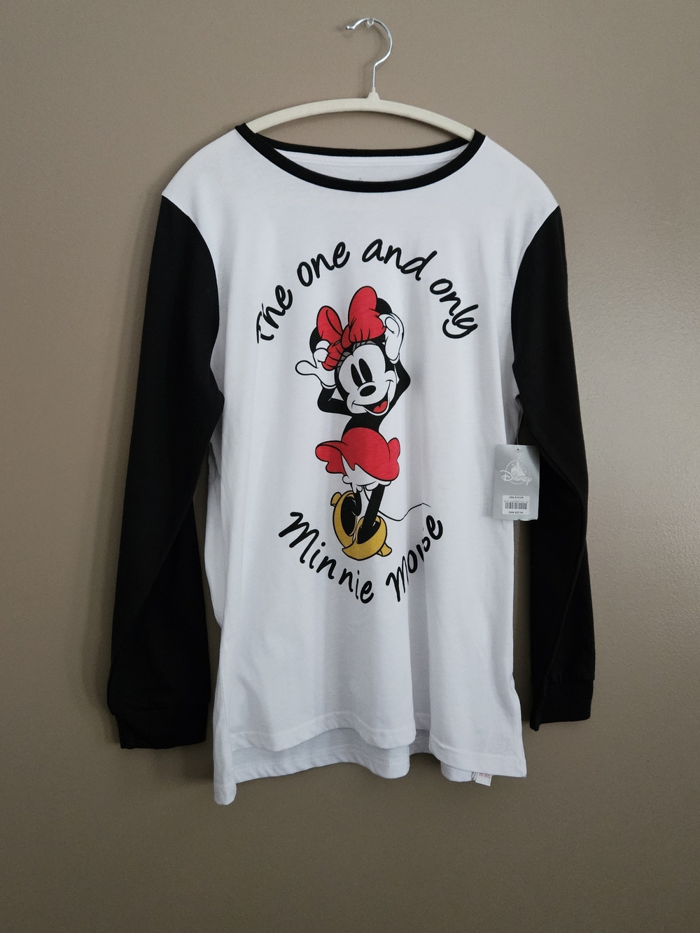 Disney Minnie Mouse Raglan Long Sleeve Shirt Womens XL NWT The One And Only